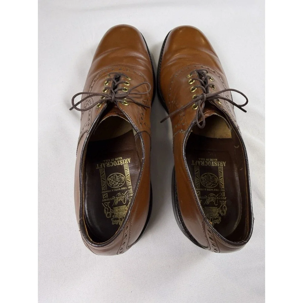 Johnston & Murphy Aristocraft Men's Size 10AAA Leather Brown Brogue Oxford Shoes